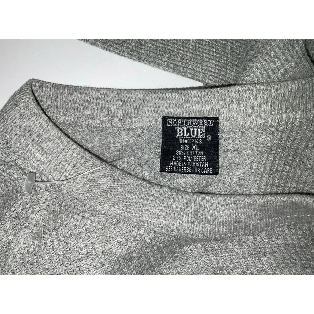 NWOT Men's Northwest Blue Waffle Knit Thermal Underwear Shirt - Gray - XL